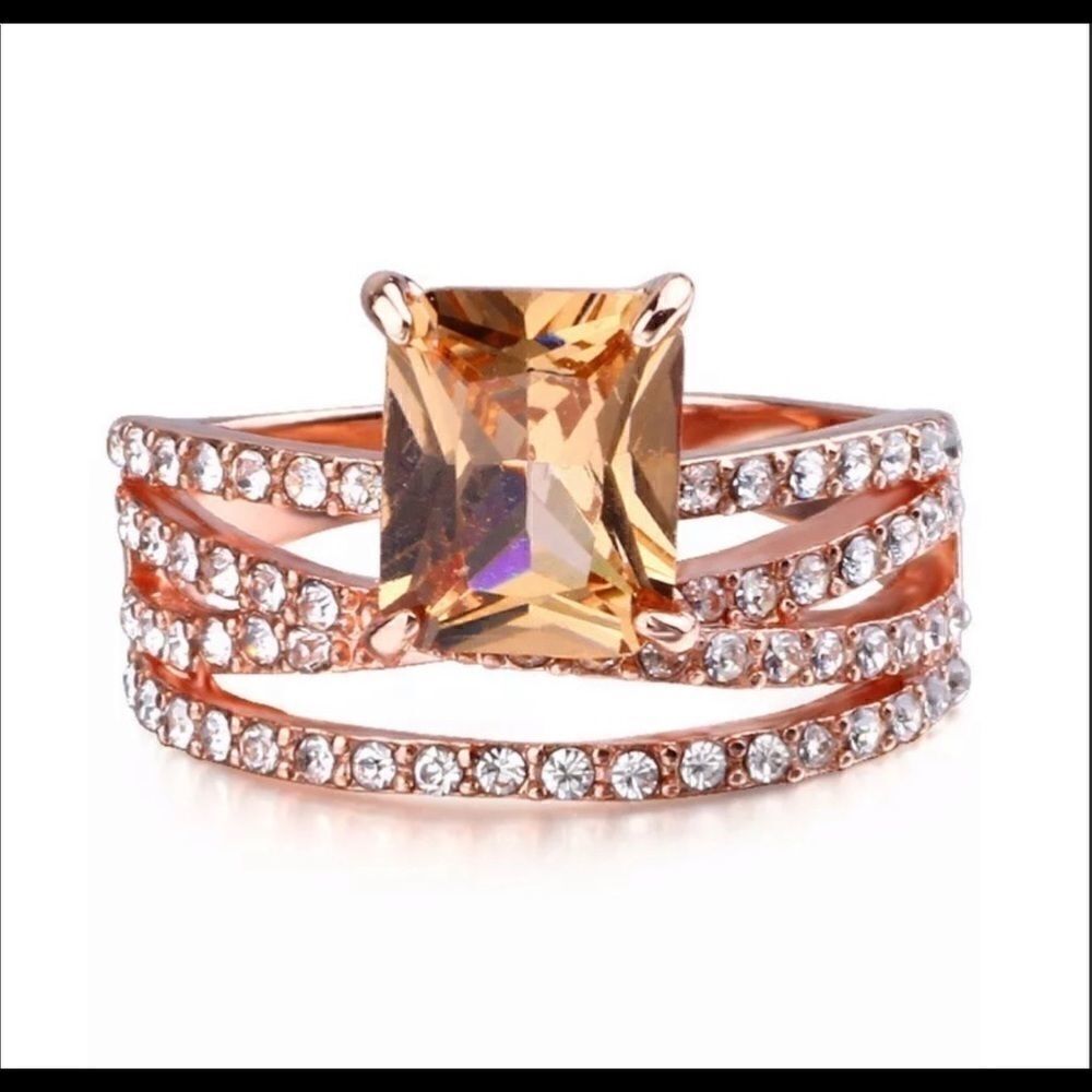 Beautiful Rose Gold plated CZ Diamond Ring